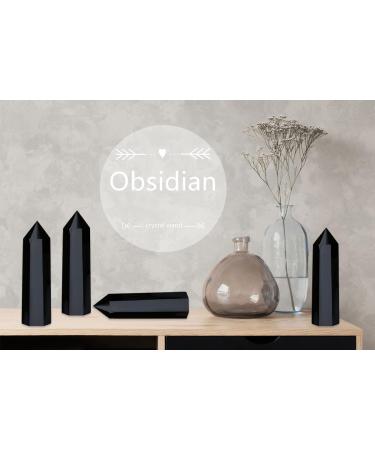 Buy Xiannvxi 4 Obsidian Tower Gemstone Stab - Natural Hexagonal Crystal for Meditation & Energy | 9-10cm Healing Stones - Buy Online on GoSupps.com