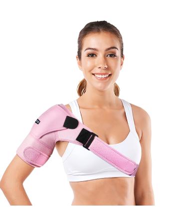 Shoulder Brace for Women and Men Recovery Shoulder. Adjustable Shoulder Support for Rotator Cuff, AC Joint Pain Relief, Shoulder Injuries. Perfect Fit Shoulder Compression Sleeve (One Size Regular) Pink