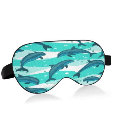 xigua Dolphins Pattern Sleeping Eyes Mask with Adjustable Strap Breathable Blackout Comfortable Sleeping Eye Mask for Men&Women39