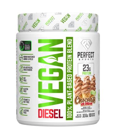 PERFECT Sports - DIESEL Vegan 100% Plant-Based Protein Powder Chocolate Ice Dream (10 Servings 350g) Chocolate Ice Dream 350 g (Pack of 1)