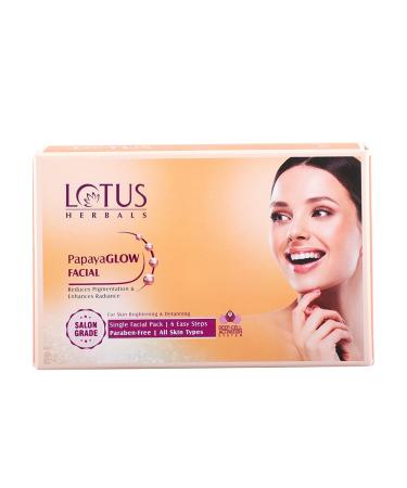 Lotus Herbals PapayaGlow Facial Kit with Exfoliating Mask, 4 in 1 Formula for All Skin Types, Reduces Pigmentation & Instant Radiance (Single Use)