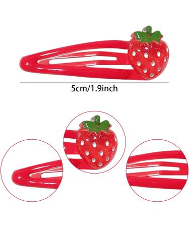 Miaija 4 Pieces Strawberry Hair Clips Cute Fruit Hairpin Sweet Bangs Hair Barrettes Red Strawberry Hair Accessories for Kids Girls Women - Buy Online on GoSupps.com