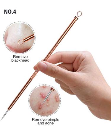 Professional Blackhead Removal Set - 4-Piece Comedone Squeezer & Nail Shaver Tools Surgical Stainless Steel Rose Gold - Buy Online on GoSupps.com