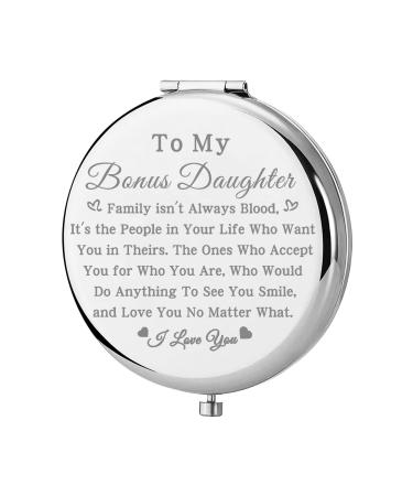 bobauna Bonus Daughter Makeup Mirror Step Daughter Gift Family Isn't Always Blood Daughter Pocket Mirror for Adopted Daughter (Bonus Daughter-S)