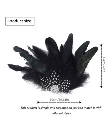 GENBREE Flapper Headpiece Black Feather Hair Clip - 1920s Gatsby Rhinestone Headband for Women (Style 1) - Buy Online on GoSupps.com
