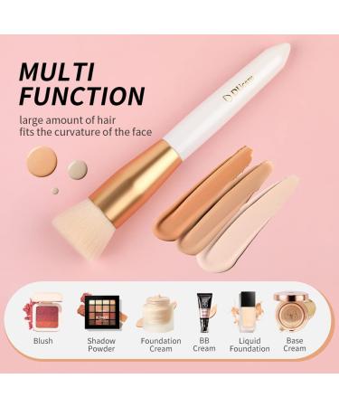 DUcare Foundation Brush - Professional Flat Top Kabuki Makeup Brush for Liquid & Powder | Synthetic Blending & Buffing Brush in White/Gold - Buy Online on GoSupps.com