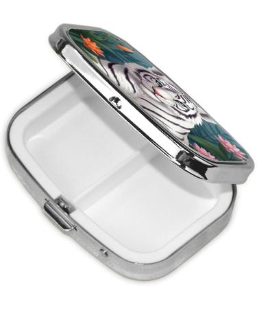 Cute White Tiger Pill Case | 2 Compartment Travel Pill Organizer | Small Pill Box for Purse & Gifts - Buy Online on GoSupps.com
