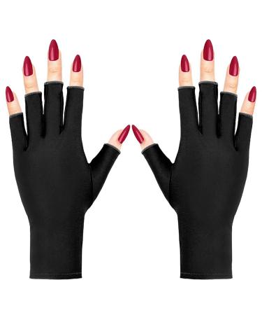 CURELIX Anti UV Gloves for Gel Nail Lamp Professional UV Protection Gloves for Manicures Black