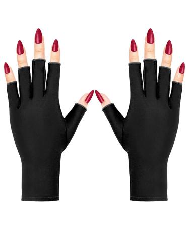CURELIX Anti UV Gloves for Gel Nail Lamp Professional UV Protection Gloves for Manicures Black