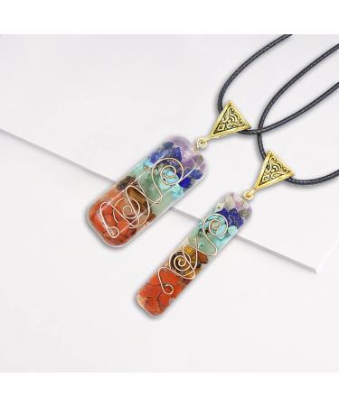 NEWHOMESTYLE 7 Chakra Healing Crystal Stones Necklace Spiritual Gemstone Pendant with Adjustable Cord for Meditation (2.36 x 0.7 inch) - Buy Online on GoSupps.com