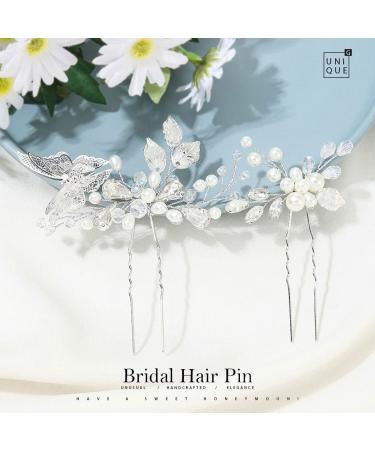 Unicra Bridal Hair Needles & Butterfly Clips - Elegant Silver Hair Accessories for Brides & Women (2 Pieces) - Buy Online on GoSupps.com