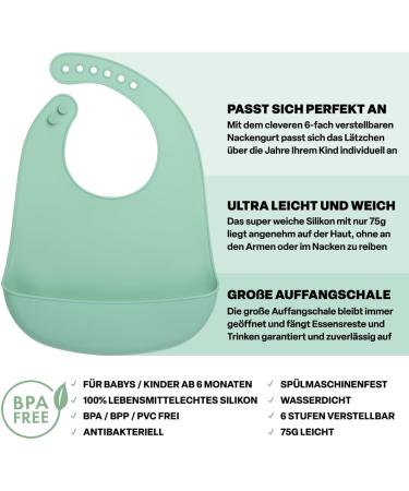 Lilly Moon Silicone Bibs for Babies BPA-Free Waterproof with Collecting Bowl | Washable Toddler Bibs | Grayed Jade & Pale Dogwood | Ideal Baby Accessories - Buy Online on GoSupps.com