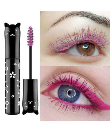 YUAEEEN Silk Fiber Color Mascara, Waterproof Thickening and Lengthening Colored Mascara, Fiber Lash Mascara Waterproof Mascara for Longer and Curler