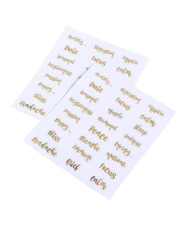Lurrose Jar Labels Printable Labels 5 Sheets Essential Oil Bottle Labels Waterproof Roller Bottle Label Golden Letters Labels Tag for Bottle Letters Stickers Pantry Labels