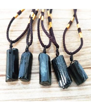 Stone Raw Stone Natural Crystal Black Tourmaline Stone Pendant Necklace Wired Charm Stone Pendants Accessories Supplies Tools Balance Gemstone Decoration ningxiao - Buy Online on GoSupps.com
