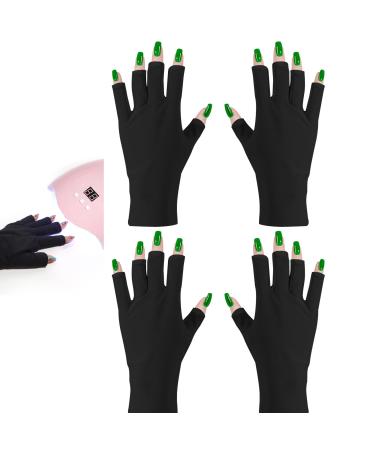 OYANIMO 2 Pairs UV Gloves for Gel Nail Lamp  Professional UPF50+ UV Protection Gloves for Manicures DIY Accessories  Nail Art Skin Care Fingerless Anti UV Glove Protect Hands