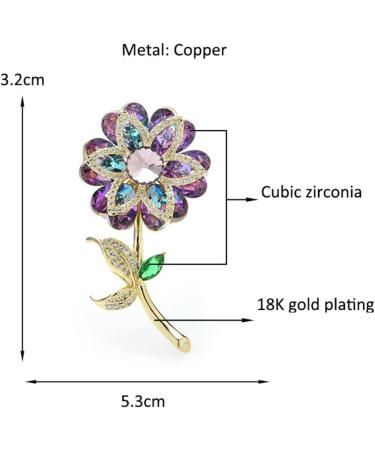 Pin Jewelry Gifts for Women Ladies Fashion Accessories Ladies Elegant Crystal Flower Brooch Wedding Flower Party Brooch Brooches & Pins - Buy Online on GoSupps.com