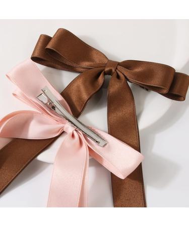 PLCPDM Sweet Long Bow Hair Clip Bow Elegant 2000s-style Bow Bunches Accessories Sweet Balletcore Milky white - Buy Online on GoSupps.com