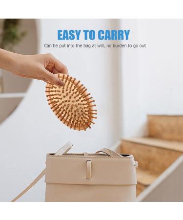 Bamboo Hair Brush | Portable Wooden Scalp Massager for Men, Women, Kids | Anti-Static Air Cushion for Thick, Thin, Curly, Straight Hair - Restore Shine - Buy Online on GoSupps.com
