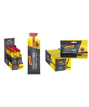 Powerbar Powergel Hydro Cherry 24x67ml - High Carb Energy Gel + C2Max + Natrium + 51mg Kaffein & Powergel Shots Cola 24x60g - High Carb Energy rubber + C2Max + 75mg cherry bundle with Powergel Shots Cola 24x60g 67 ml (24 Pack)