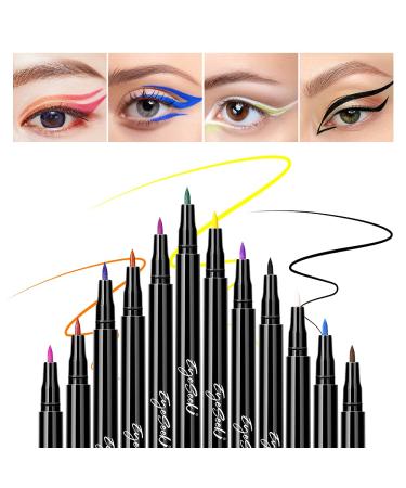 EYESEEK Liquid Eyeliner Pen Set Colorful Eye Liner pencil Matte 12 Colors Waterproof Smudge-Proof Neon Eyeliner Makeup Kits