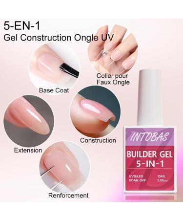 Intobas 5-in-1 Builder Gel for Nails - Nude UV Gel Nail Polish Set 100 Nail Shapes Perfect for Extensions and Nail Art - Buy Online on GoSupps.com
