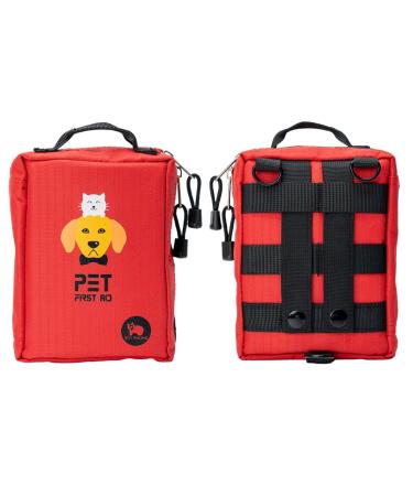CSSTER first aid set for dogs cats rabbits pets waterproof including 160 PCs equipment for first aid home care and emergency rescue outdoor rescue for pets (red)