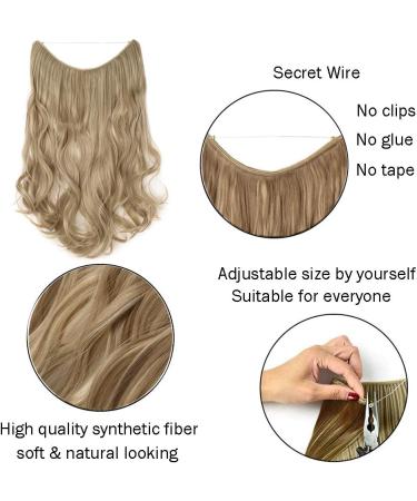 Wire in Hair Extensions No Clip in Curly Wavy Hairpieces Invisible Natural Hair Extension 20" - Dark Brown - Buy Online on GoSupps.com