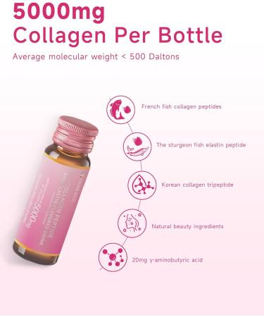 Ageless Beauty Marine Collagen Drink, Liquid Collagen from French with 5,000mg Hydrolyzed Collagen, Korean Collagen Tripeptide and Skipjack Elastin Peptide, Supports Skin, Less Wrinkles, 0 Additives - Buy Online on GoSupps.com