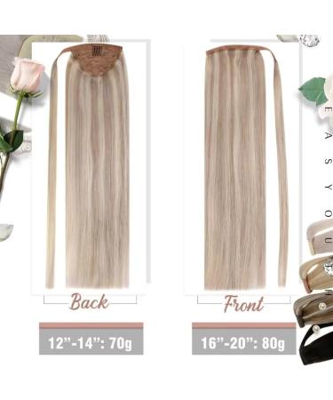 Easyouth Highlight Blonde Wrap Around Ponytail Extensions - 20 Inch Remy Human Hair - Natural Long 80g - #18P613 - Buy Online on GoSupps.com