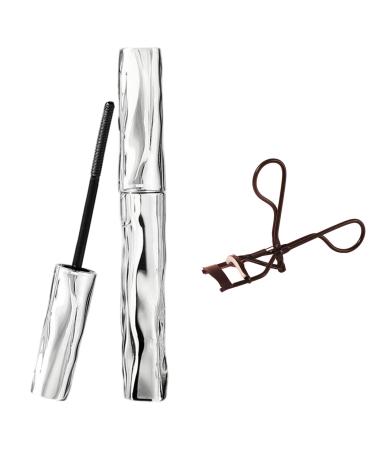 XKrmp Iron Wand Mascara with Telescopic Waterproof Formula 3D Curling Eyelash Iron Technology SmudgeProof FlakeFree LongLasting Wear for Natural Volume 1Pc