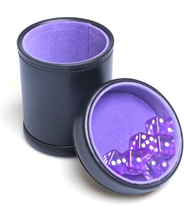 Purple PU Leather Dice Cup Set with Translucent Dice - Perfect for Liars Dice, Farkle, Yahtzee - Buy Online on GoSupps.com