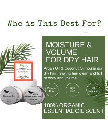 Shampoo Bar & Conditioner Set | Travel Case | Volume & Moisture for Dry Hair | Sweet Orange Ylang Ylang | Argan Oil | Made in USA | 2-Pack Combo - Buy Online on GoSupps.com