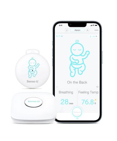 Sense-U Baby Breathing Monitor 3: Monitors Infant Breathing Motion, Rollover, Feeling Temperature and Baby Rooms Temperature, Humidity Level with Real-time Alerts from Anywhere, Green