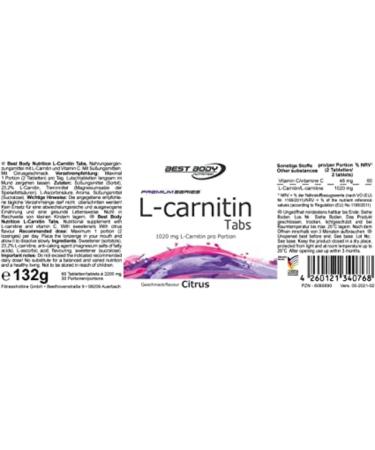 Buy Best Body Nutrition L-Carnitine Tabs - Citrus Flavor (Pack of 2 120 Total Tabs) for Enhanced Fat Loss & Energy | International Shipping Available - Buy Online on GoSupps.com