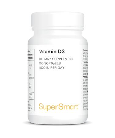 Vitamine D3 - Boost Immunitaire - Aide Maintenir une Bonne Sant des Os des Muscles et des Dents - Haute Absorption - Sans OGM - 150 Softgels - Supersmart