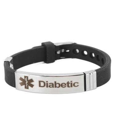 Diabetes Alert Bracelet Stylish and Practical Emergency ID Jewelry for Diabetics Adjustable Silicone Bracelet