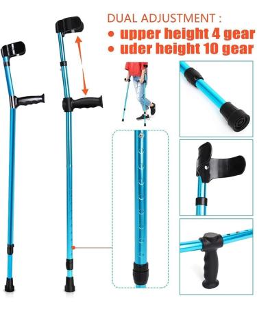 Forearm Crutches Adjustable Adjustable Crutch Aluminum Cane Height Adjustable Forearm Elbow Underarm Crutch Telescopic Blue Folding Walking Stick Lightweight Arm Crutch Journey - Buy Online on GoSupps.com