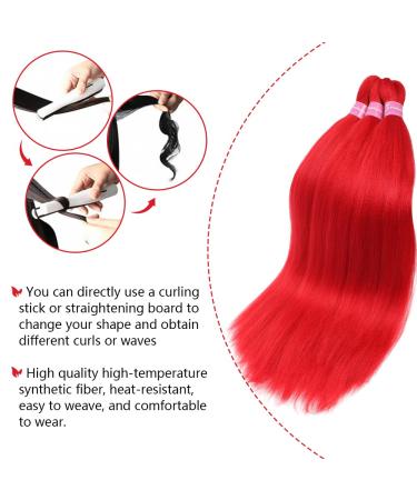 MSCHARM Pre Stretched 26in Red Braiding Hair 3 Packs - High Temp Synthetic Yaki Texture Extensions for Women - Buy Online on GoSupps.com