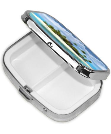 Island & Beach Printed Square Pill Box | Portable Traveling Medicine Organizer - Buy Online on GoSupps.com