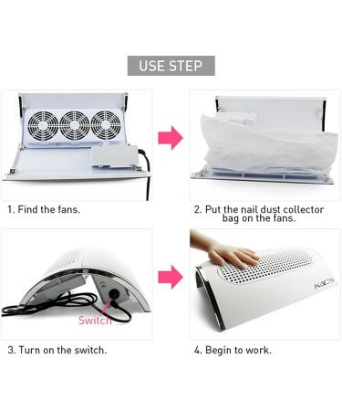 KADS Nail Art Dust Extractor - Powerful 3-Fan Nail Dryer Tool & 2 Dust Bags for Pro Nail Artists | International Shipping Available - Buy Online on GoSupps.com