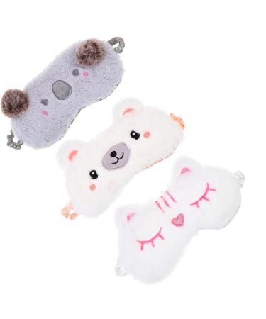 Healeved 3pcs Plush Eye Mask Sleep Mask for Kids Satin Eye Mask for Sleeping Kids Eye Patches Sleeping Eye 3d Animal Sleeping Masks Plush Sleep Blindfold Travel Blindfolds Eye Masks Cute