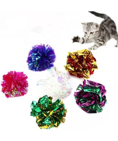 ANZONGYI 10 Pcs Mylar Crinkle Balls Colorful Crinkle Balls Cat Toys Rustle Sound Ball Cat Interactive Toys for Kittens and Grown-up Cats - Buy Online on GoSupps.com