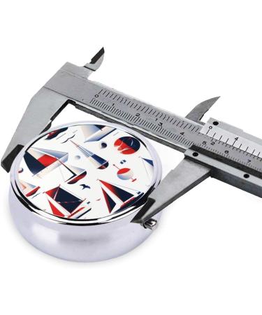 Cute Sailboat Graphics Portable Metal Pill Box | 3-Compartment Travel Pill Organizer with Hinged Design - Buy Online on GoSupps.com