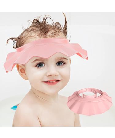 Piyl Baby Kids Shower Cap Shampoo Bath Bathing Hat Silicone Adjustable,Protection Eye Ear for Toddler, Baby, Kids, Children (Pink,6 Months-12 Years old/15.8-22.8In)