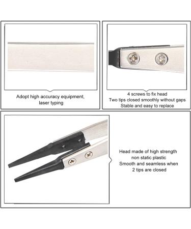Precision Tweezers Stainless Steel Eagle Beak Tweezers Non Static Tweezers Non Static Tweezers Stainless Steel PPS Matt Sandblasted with Replaceable Straight Flat Tip - Buy Online on GoSupps.com