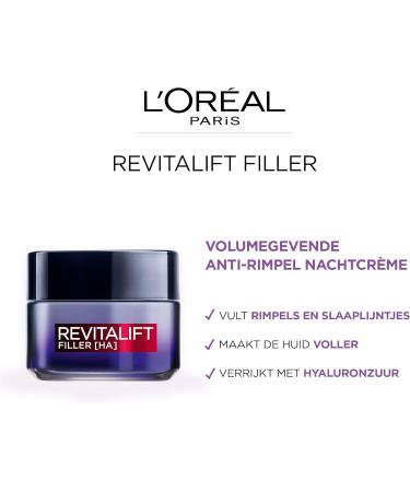 L'Oreal LOr al Paris Revitalift Filler Hyaluronic Acid Night Cream Antiaging 50ml Suitable for all skin types for women from 35 years Visibly fills wrinkles and sleep lines - Buy Online on GoSupps.com