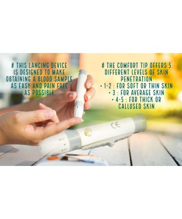 Adjustable One Step Lancing Device Pen + AST Cap for Less Pain & Accurate Blood Sampling - Twist Top Lancets, Blood Sugar Level Testing - Buy Online on GoSupps.com