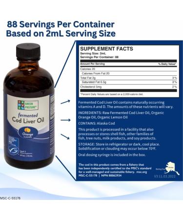 Green Pasture - Fermented Cod Liver Oil Liquid - 6 fl. oz. - Orange 6oz Orange - Buy Online on GoSupps.com