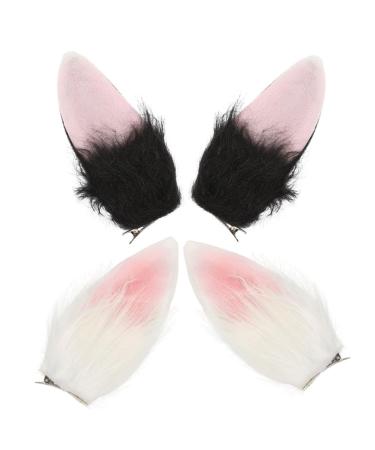 minkissy 2 Pairs Easter Party Hair Accessories Cosplay Bunny Ears Headpiece Rabbit Ear Headdress Alligator Hairpins Hair Clips Bunnies Lolita Hair Accessories Plush Miss Ear Clip Multicolor